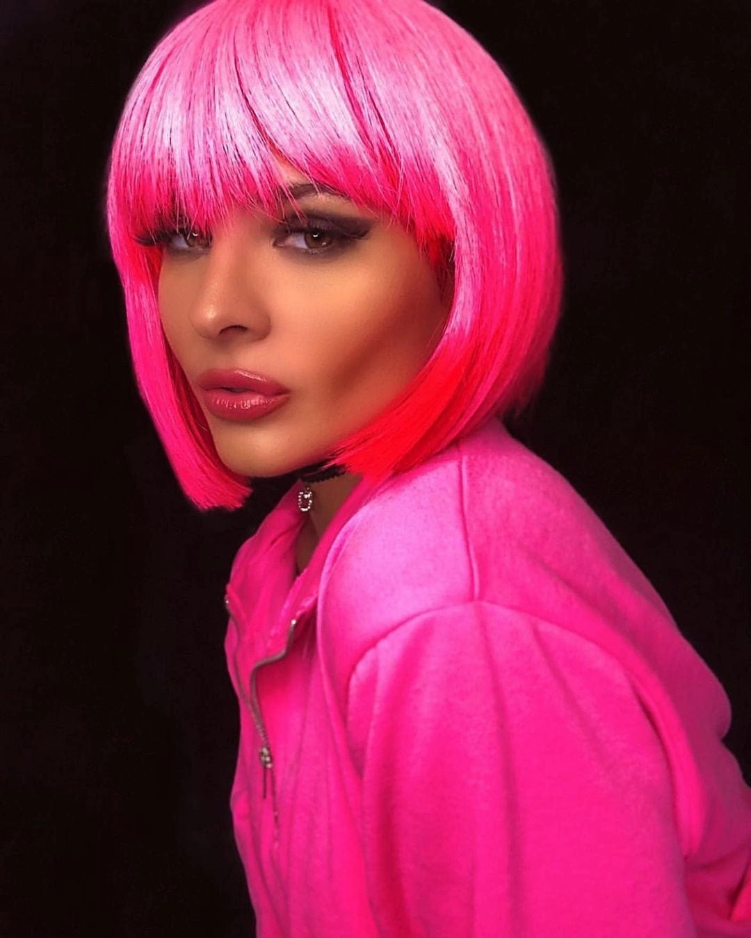 Hot pink / light pink ombre pink bob wig, short and chic: Alma