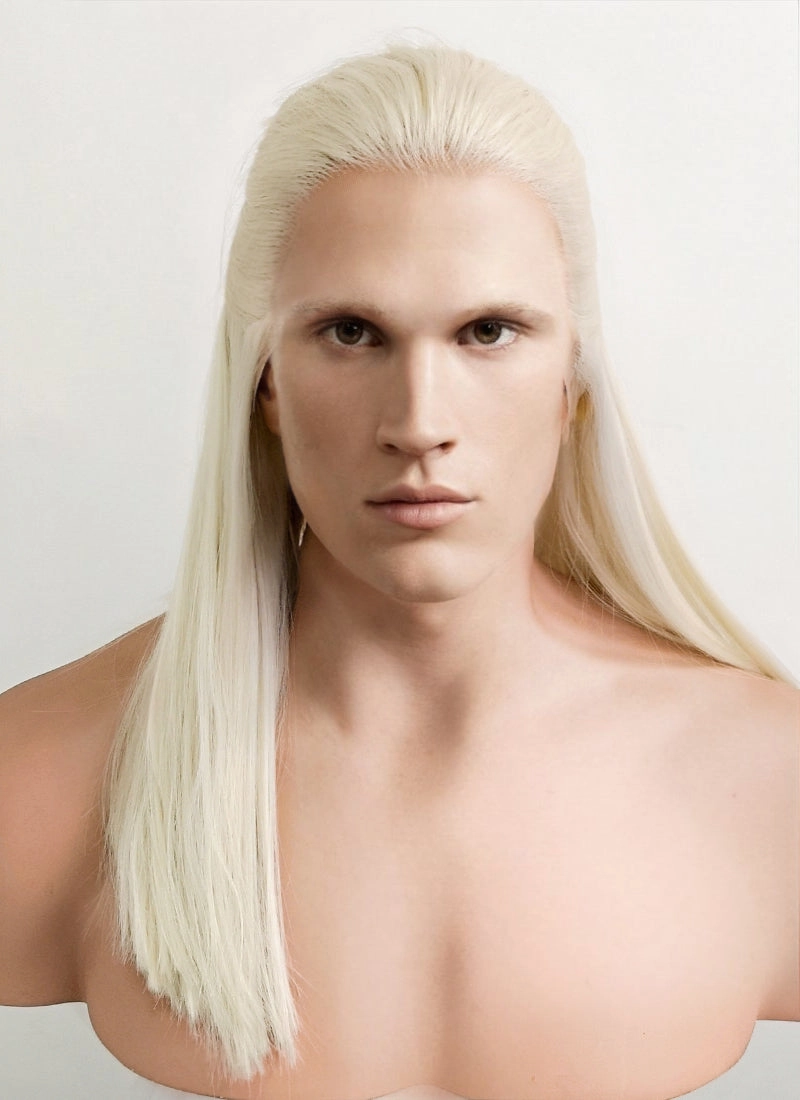 House of the Dragon Daemon Targaryen Platinum Blonde Straight Lace Front Synthetic Men's Wig LW4016