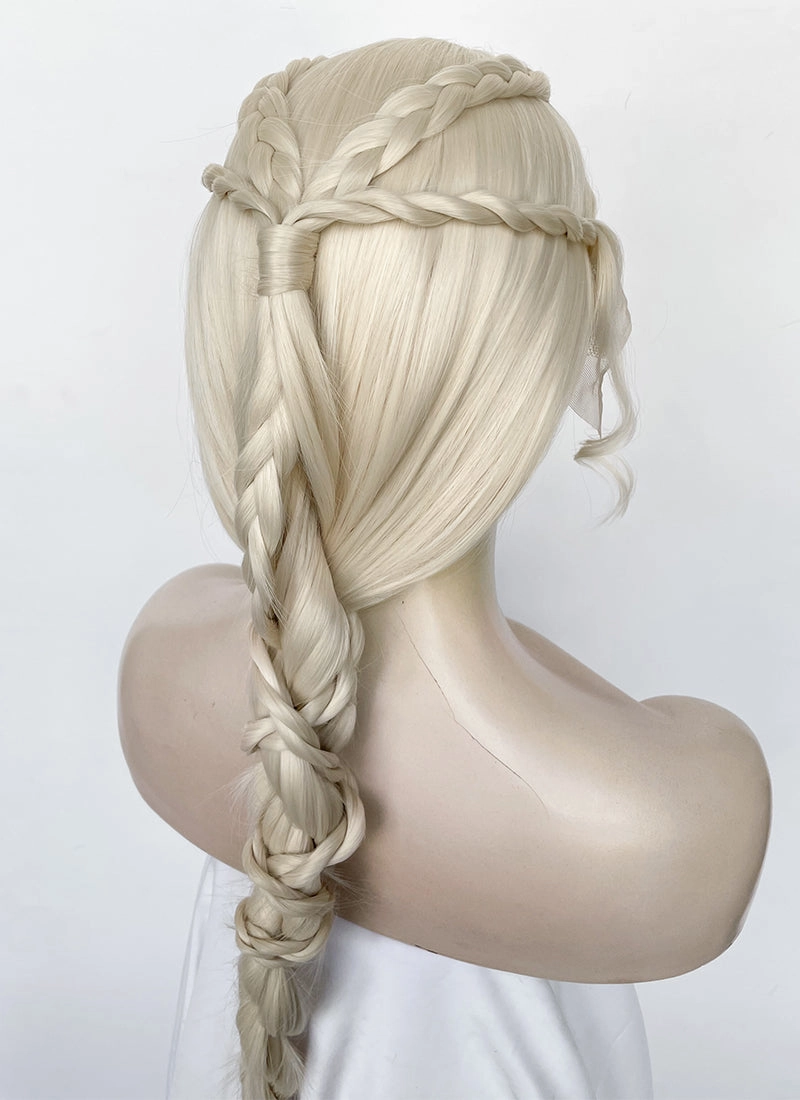 House of the Dragon Queen Rhaenyra Targaryen Platinum Blonde Braided Lace Front Synthetic Wig LF2169