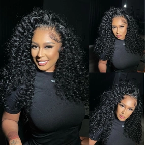Human Hair Curly Wigs 13x4 HD Transparent Front Lace Wigs Glueless Real Hair Closure Wigs-Geeta Hair