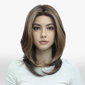 IMstye Freda Calico Red Brown Blonde Layer Cut Short Hairstyle T-part Lace Front Daily Wear Wig TK127-2481