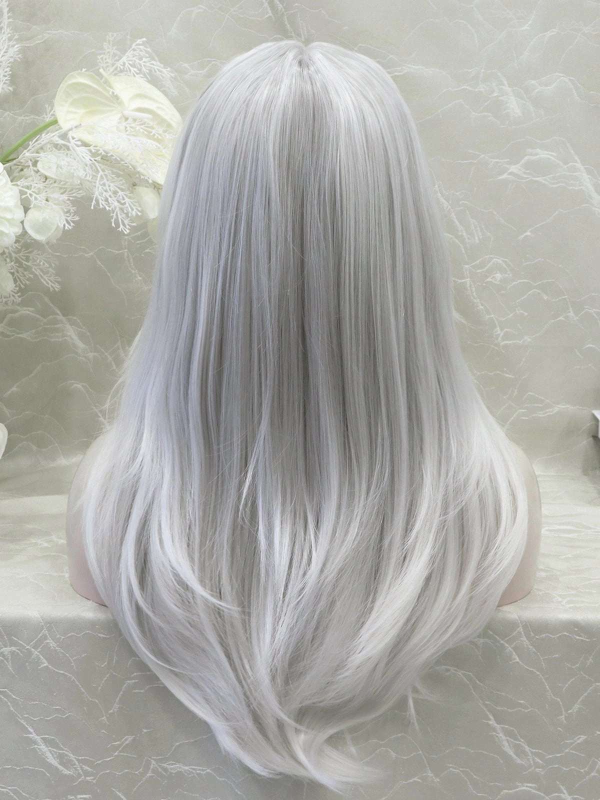 IMSTYLE-Amanda-Silver Grey highlight  Layer cut T part Glueless Lace Front Synthetic Wig