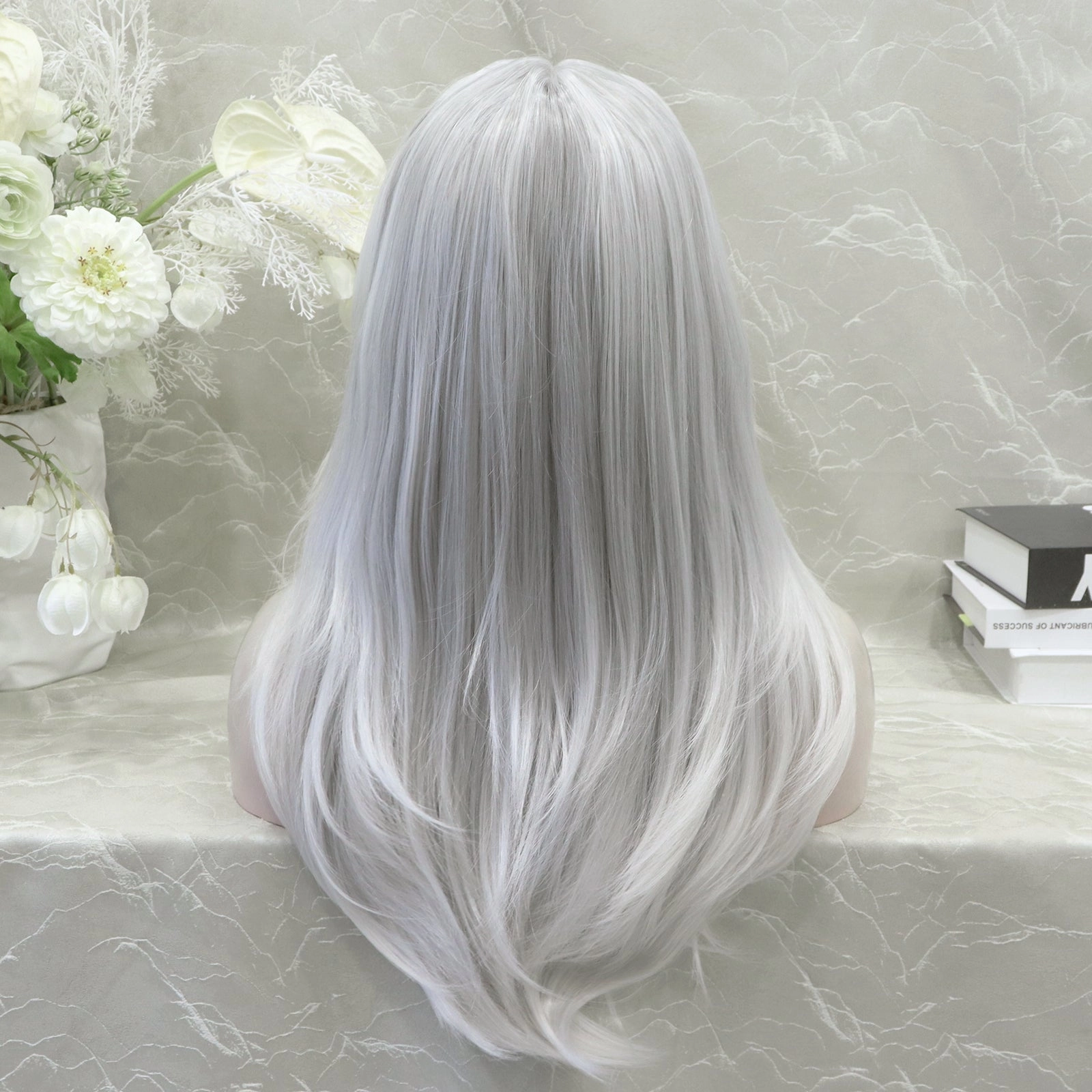 IMSTYLE-Amanda-Silver Grey highlight  Layer cut T part Glueless Lace Front Synthetic Wig
