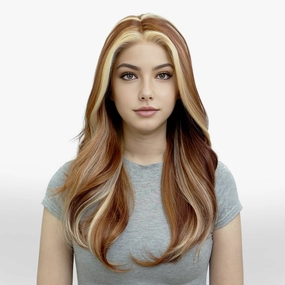IMstyle Eileen calico color honey brown caramel blonde layer cut T-part lace front Glueless wigs TK126-2509