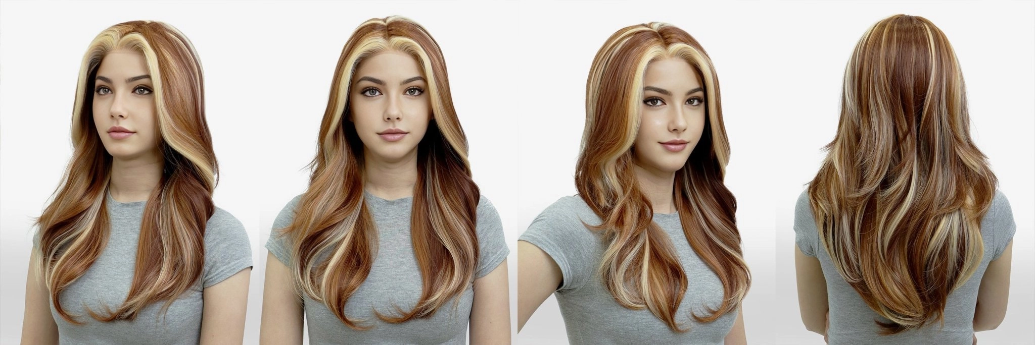IMstyle Eileen calico color honey brown caramel blonde layer cut T-part lace front Glueless wigs TK126-2509