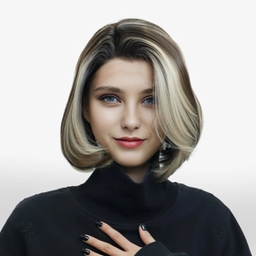 IMstyle Gina Brown Bob 13*6  Lace Wig Free parting with Blonde highlight S30-2112-D130C13X6