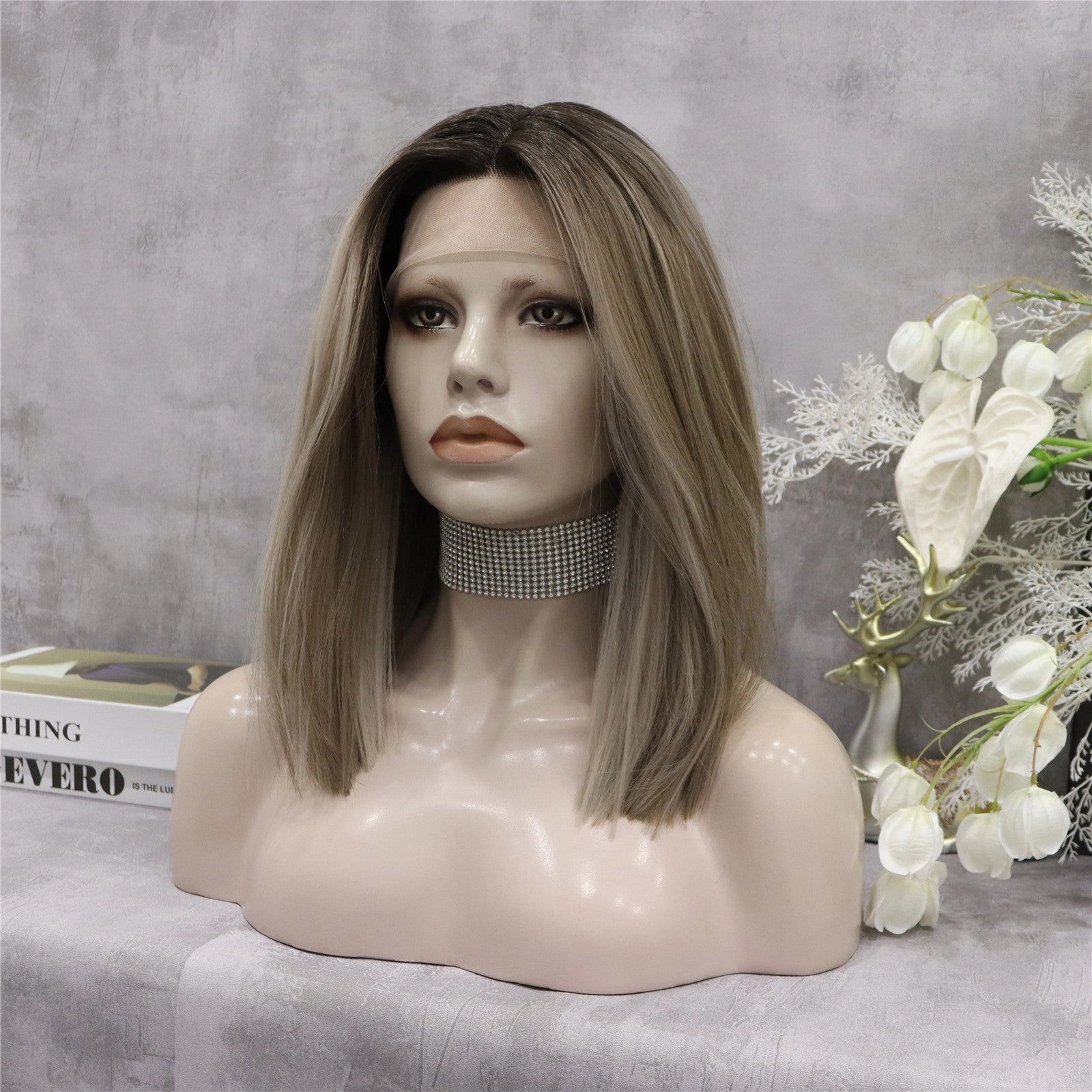 IMstyle Hope Bob cut blonde with dark root T-part lace front wigs daily