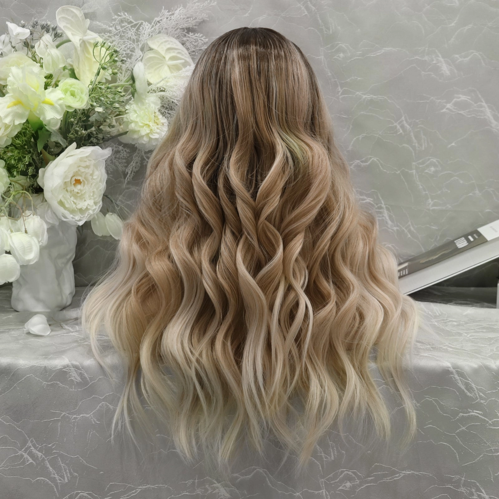 IMSTYLE-Jamie-ombre color with curly hairstyle 22 inches T-part lace front wig