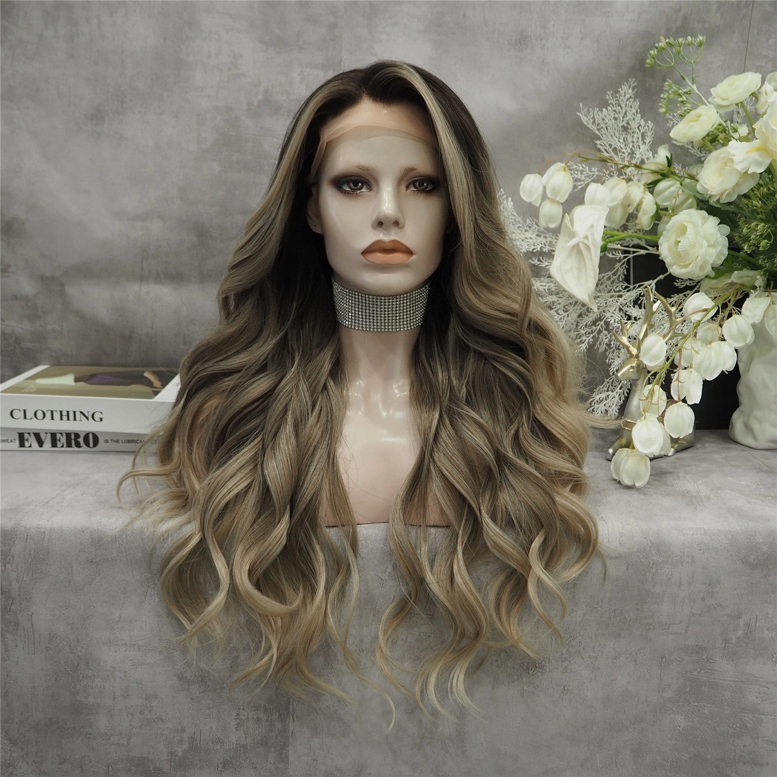 Imstyle-Jasmin-Ombre Blonde Dark root Daily Lace front synthetic Wig  26inches