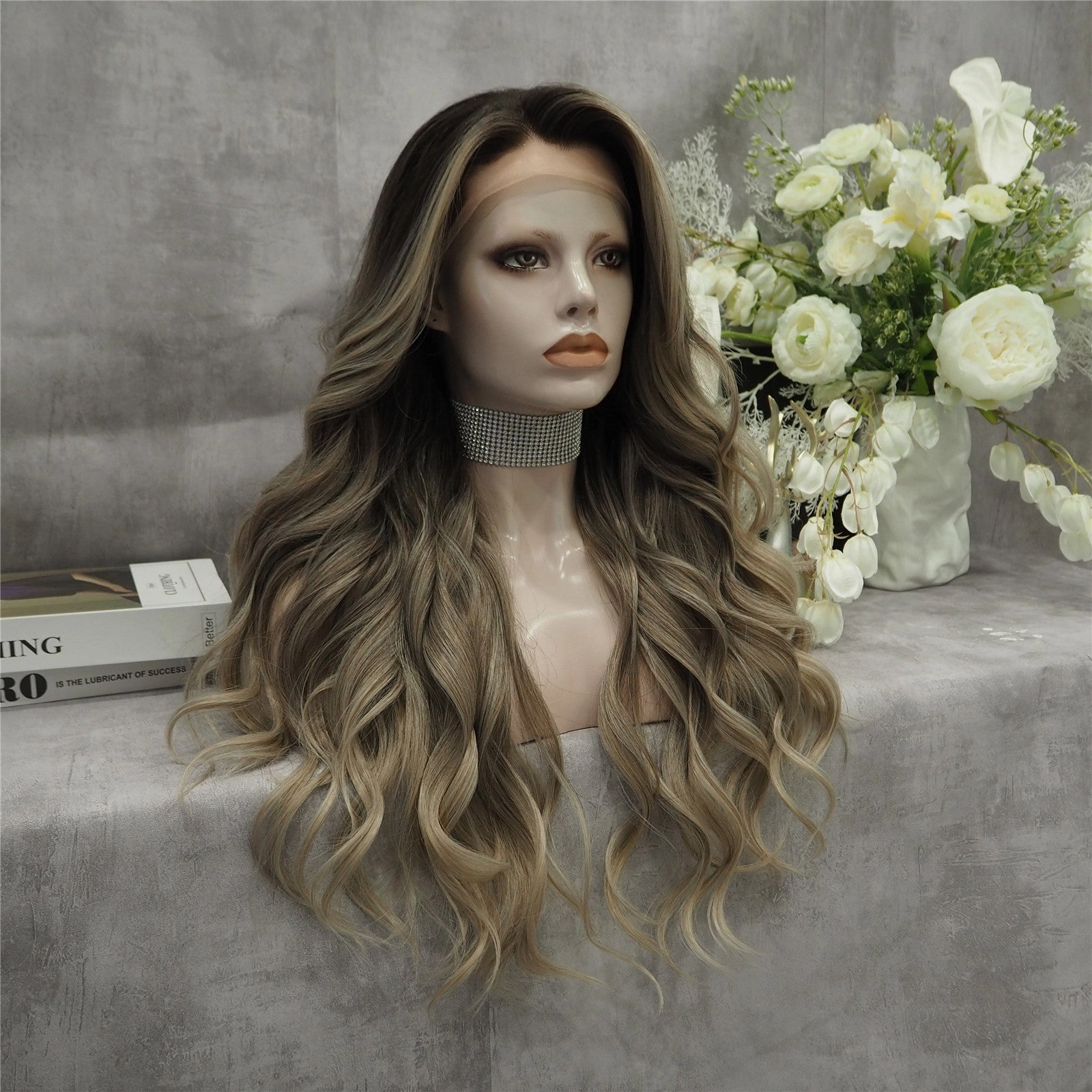 Imstyle-Jasmin-Ombre Blonde Dark root Daily Lace front synthetic Wig  26inches