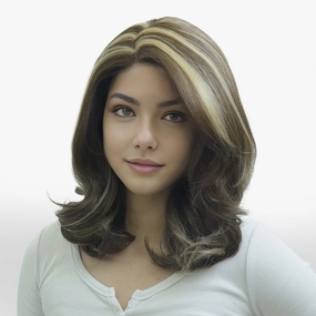 IMstyle Jodie Short Hairstyle Left Part Mocha Brown Blonde Highlight Low density Wavy Lace Wig K329-F6-276-L PART