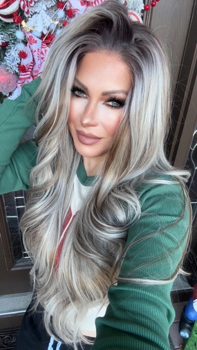IMstyle Kayla Siver with Brown highlight Big layer lace wig 13*4 free Parting Daily Dating Wig (Shara)