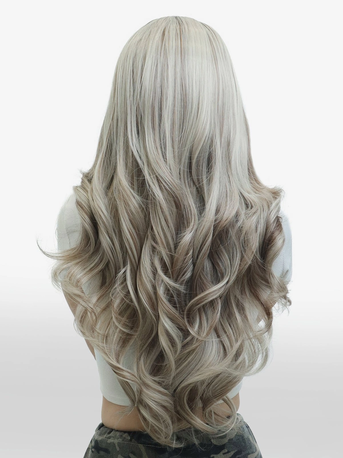 IMstyle Kayla Siver with Brown highlight Big layer lace wig 13*4 free Parting Daily Dating Wig (Shara)