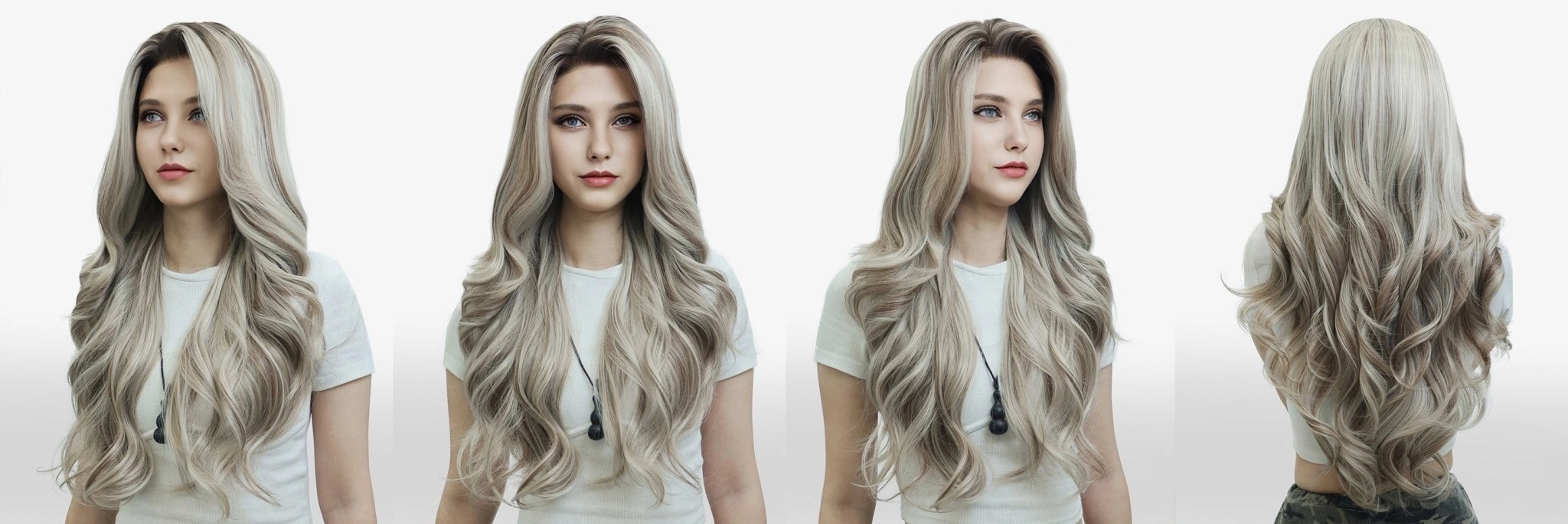 IMstyle Kayla Siver with Brown highlight Big layer lace wig 13*4 free Parting Daily Dating Wig (Shara)