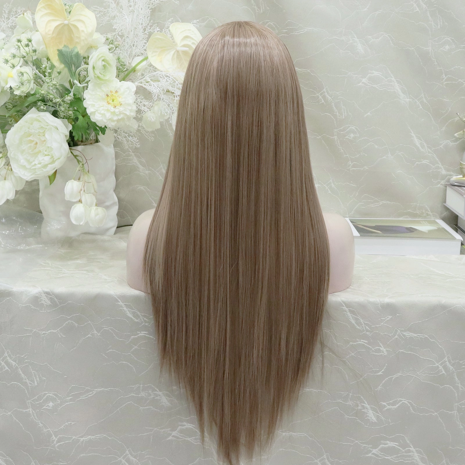 IMstyle Lowest density collection straight style with 13*4 lace front wigs silver mist & bubble tea & dark brown