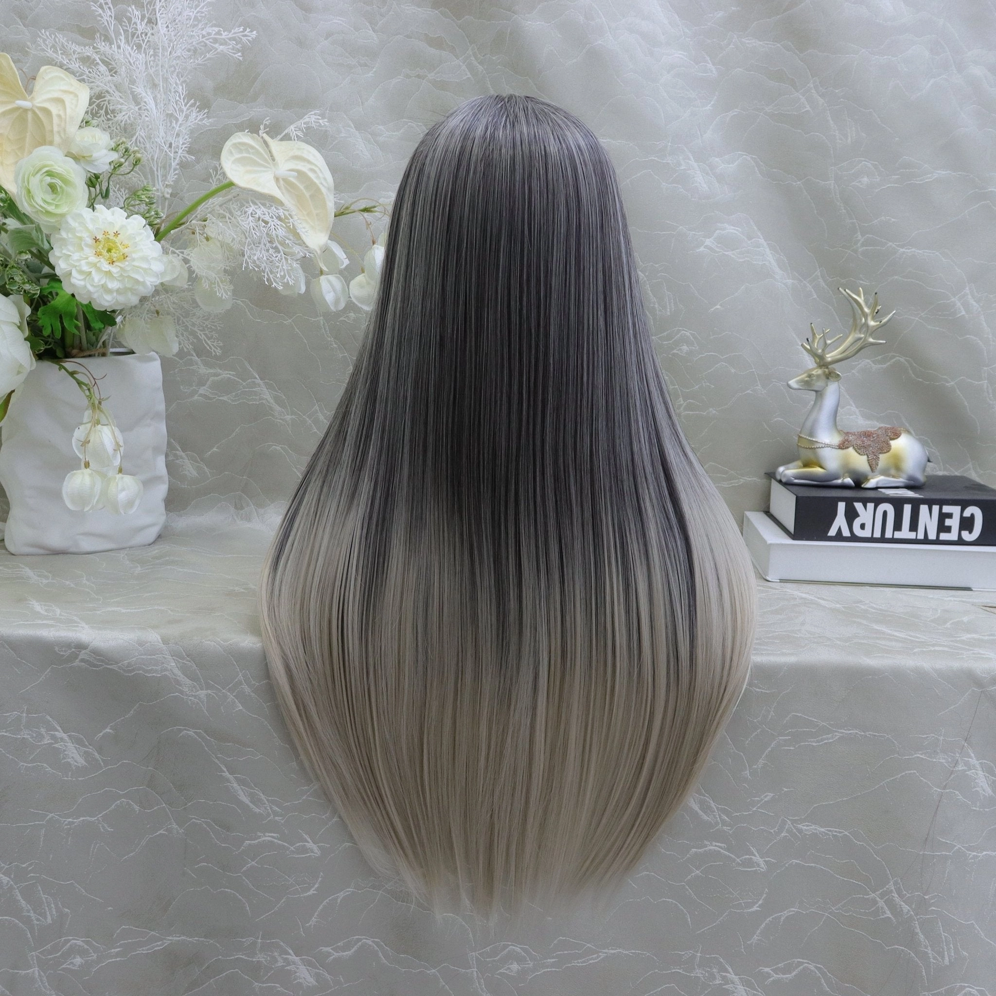 IMstyle Luisa grey ombr straight style T-part lace front Glue less TS75-2414