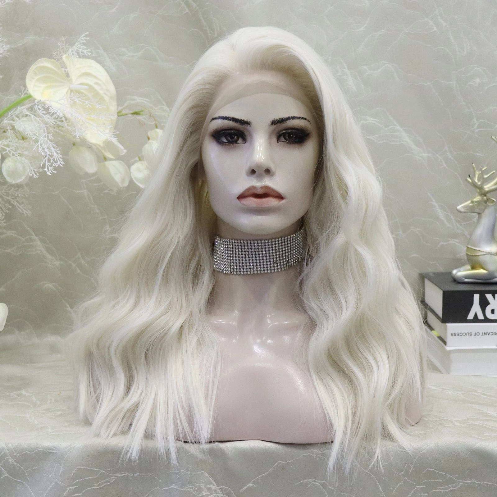 IMstyle Malena platium white blonde water wave 24inches 13*3 free parting lace front wigs