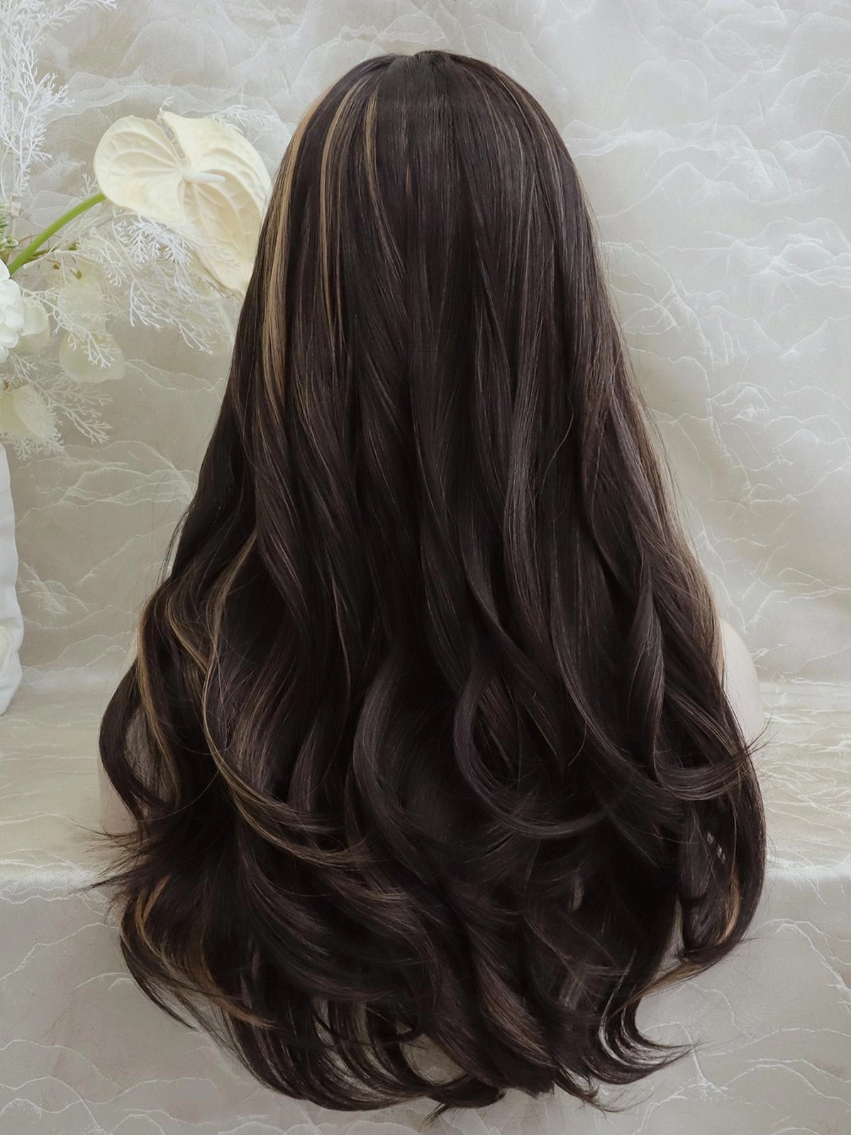 IMstyle May Dark brown lace front wig layer cut with Golden money Pieces T part Glueless lace front wig
