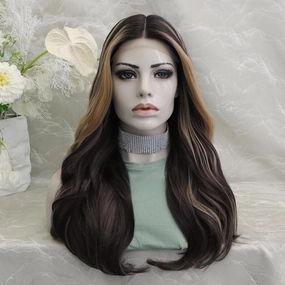 IMstyle May Dark brown lace front wig layer cut with Golden money Pieces T part Glueless lace front wig