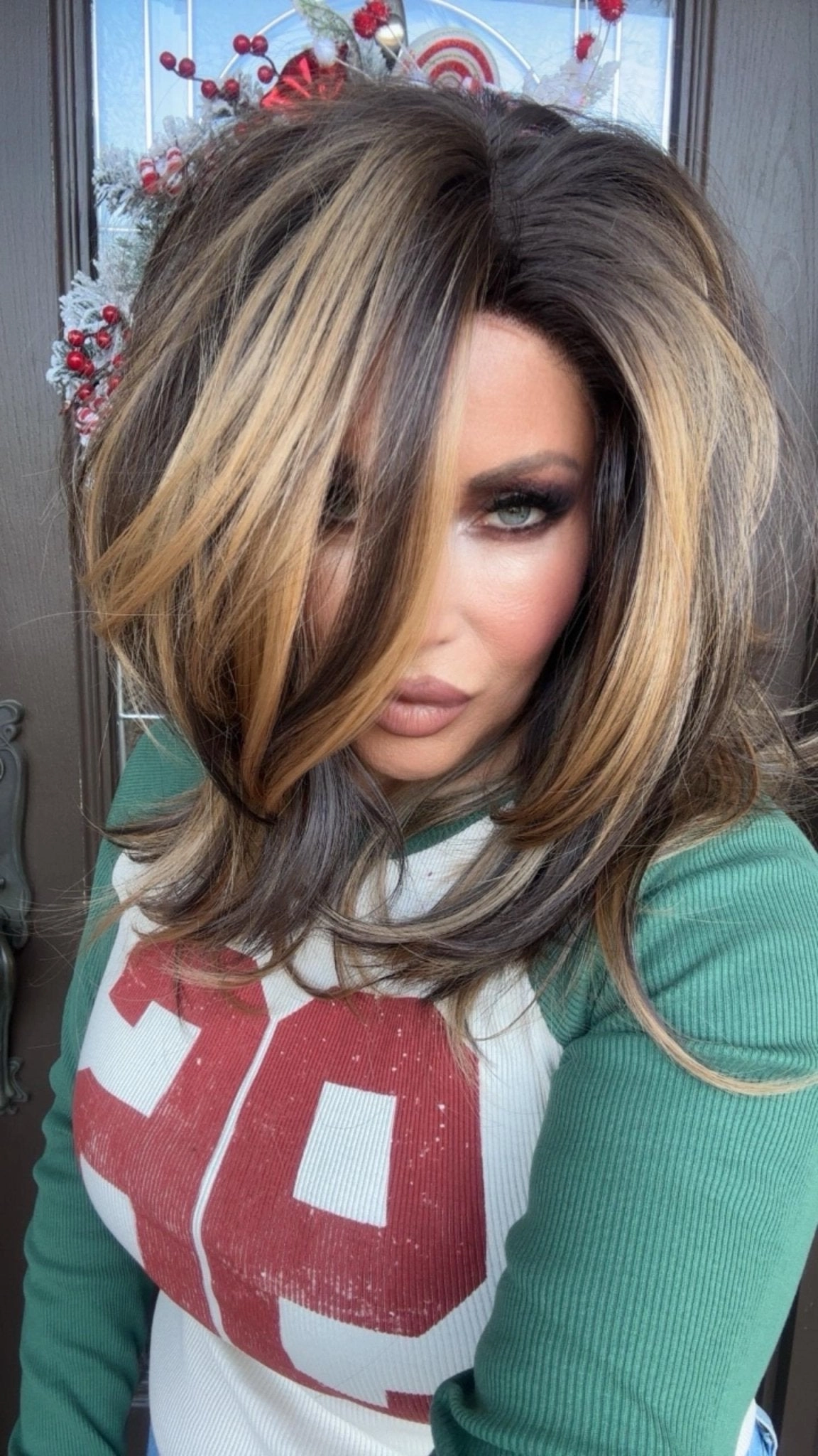 IMstyle Nora Fall wig middle Lenth Layer cut Brown and Blonde T part Glueless Soft lace Front wig-TK127-8/30 (Shara)