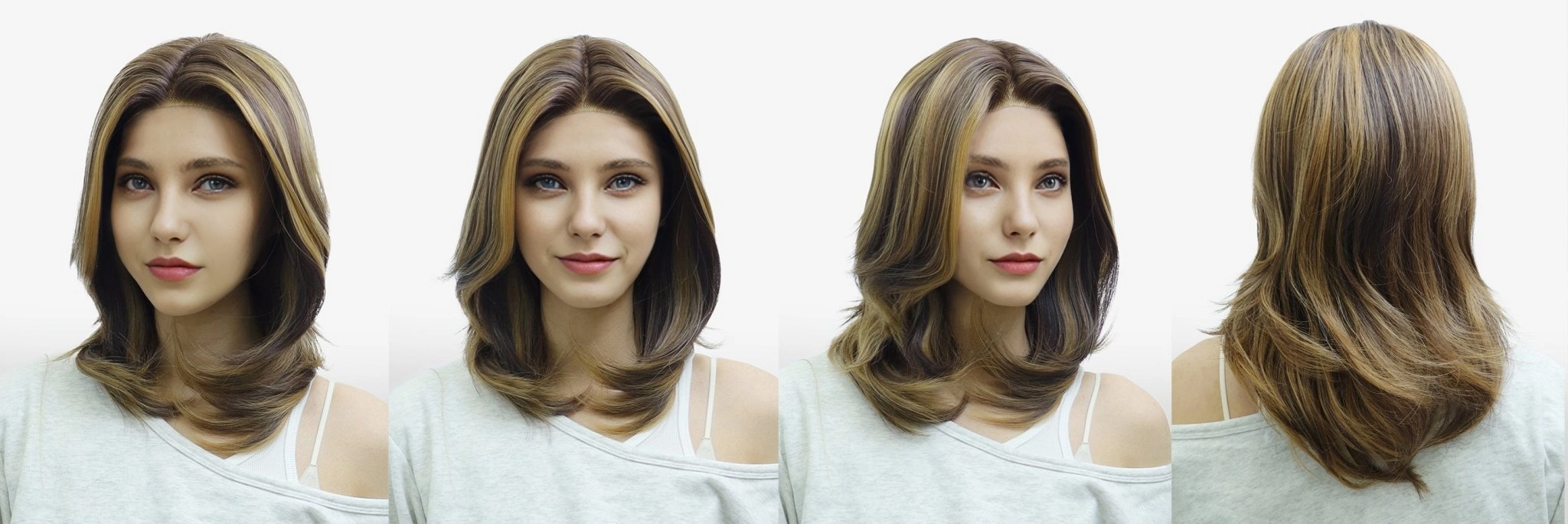 IMstyle Nora Fall wig middle Lenth Layer cut Brown and Blonde T part Glueless Soft lace Front wig-TK127-8/30 (Shara)
