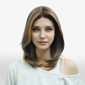 IMstyle Nora Fall wig middle Lenth Layer cut Brown and Blonde T part Glueless Soft lace Front wig-TK127-8/30