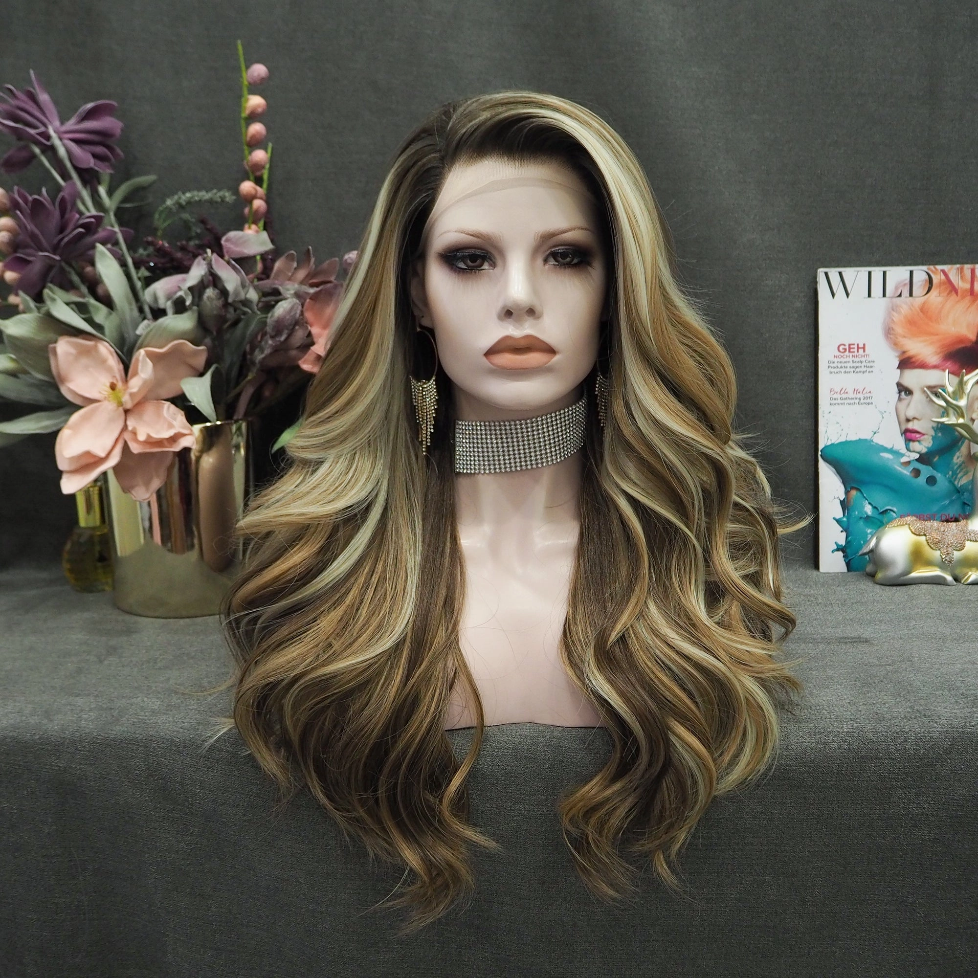 IMstyle-Sonya-old money vibe patten brown and blonde color with wavy style no parting lace front wigs