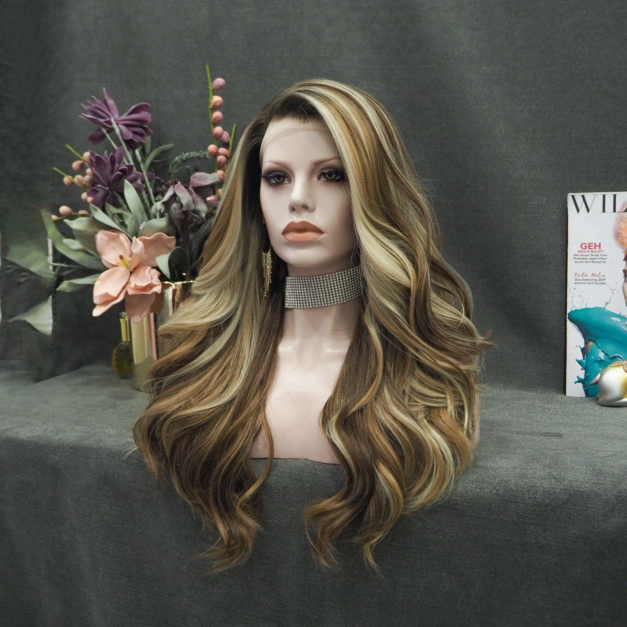 IMstyle-Sonya-old money vibe patten brown and blonde color with wavy style no parting lace front wigs