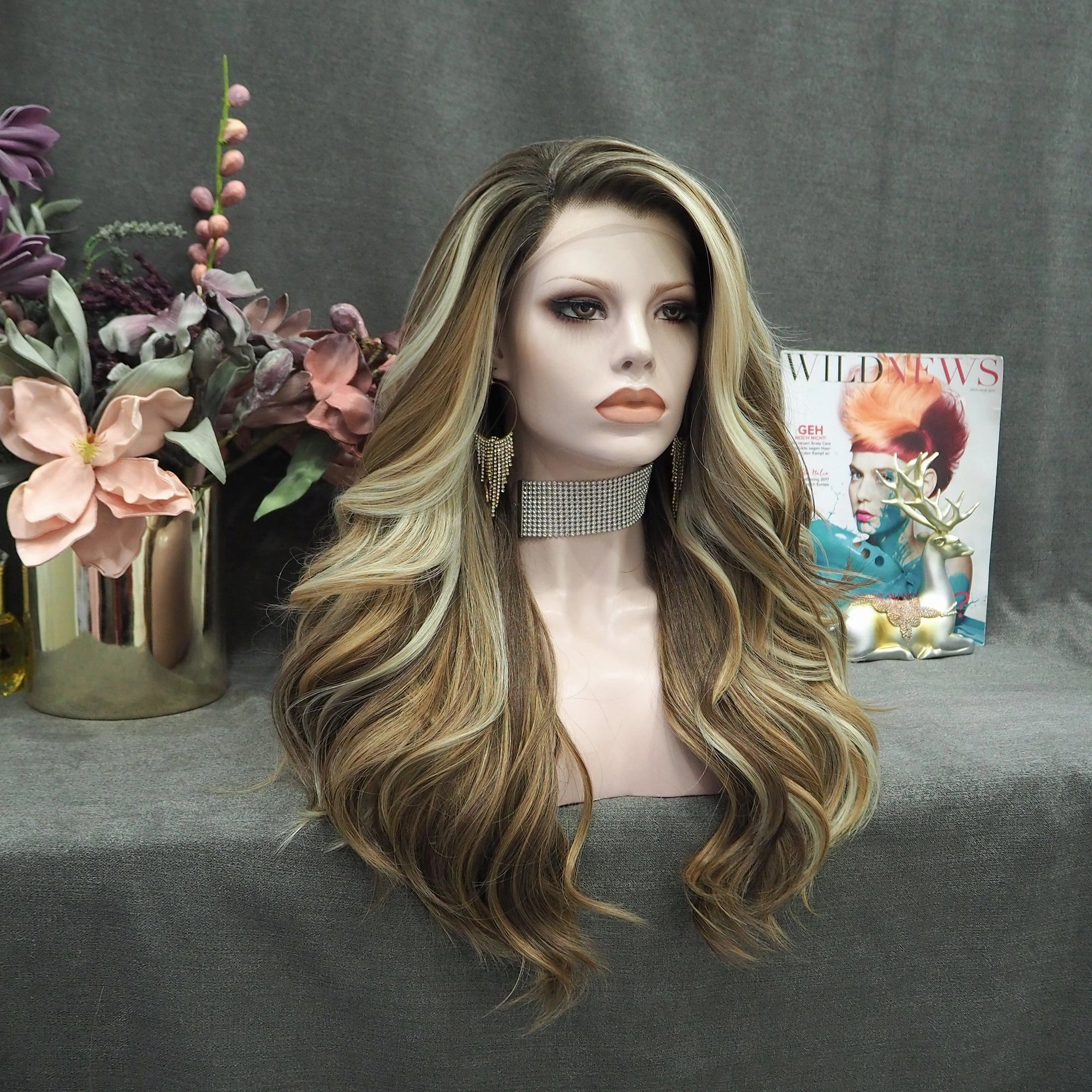 IMstyle-Sonya-old money vibe patten brown and blonde color with wavy style no parting lace front wigs