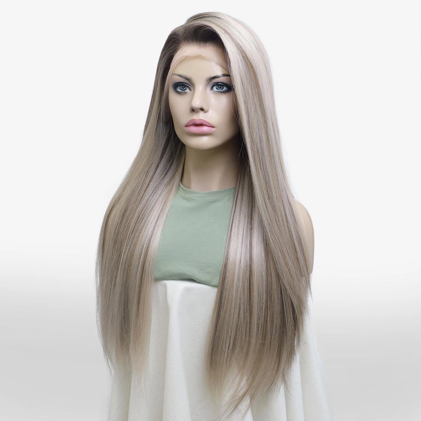 IMstyle Trina 13*6 Big lace Front Wig Ashy blonde with Highlight Staright FUtura Fiber- NQ29-C235(13x6)