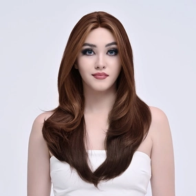 Imstylewigs-Kat-26 inches chestnut brown wavy lace wigs