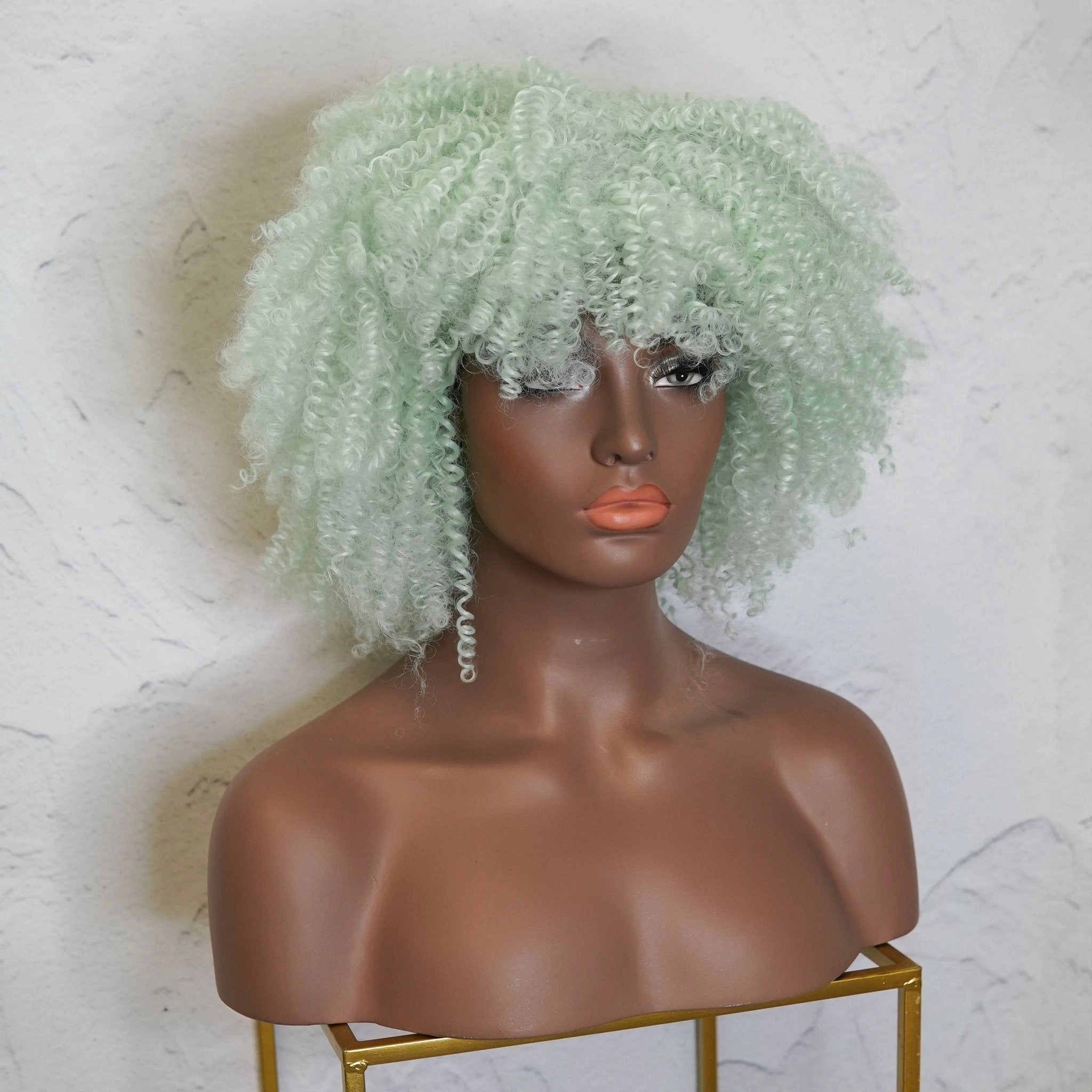 JAYDA Mint Blue Afro Curl Wig