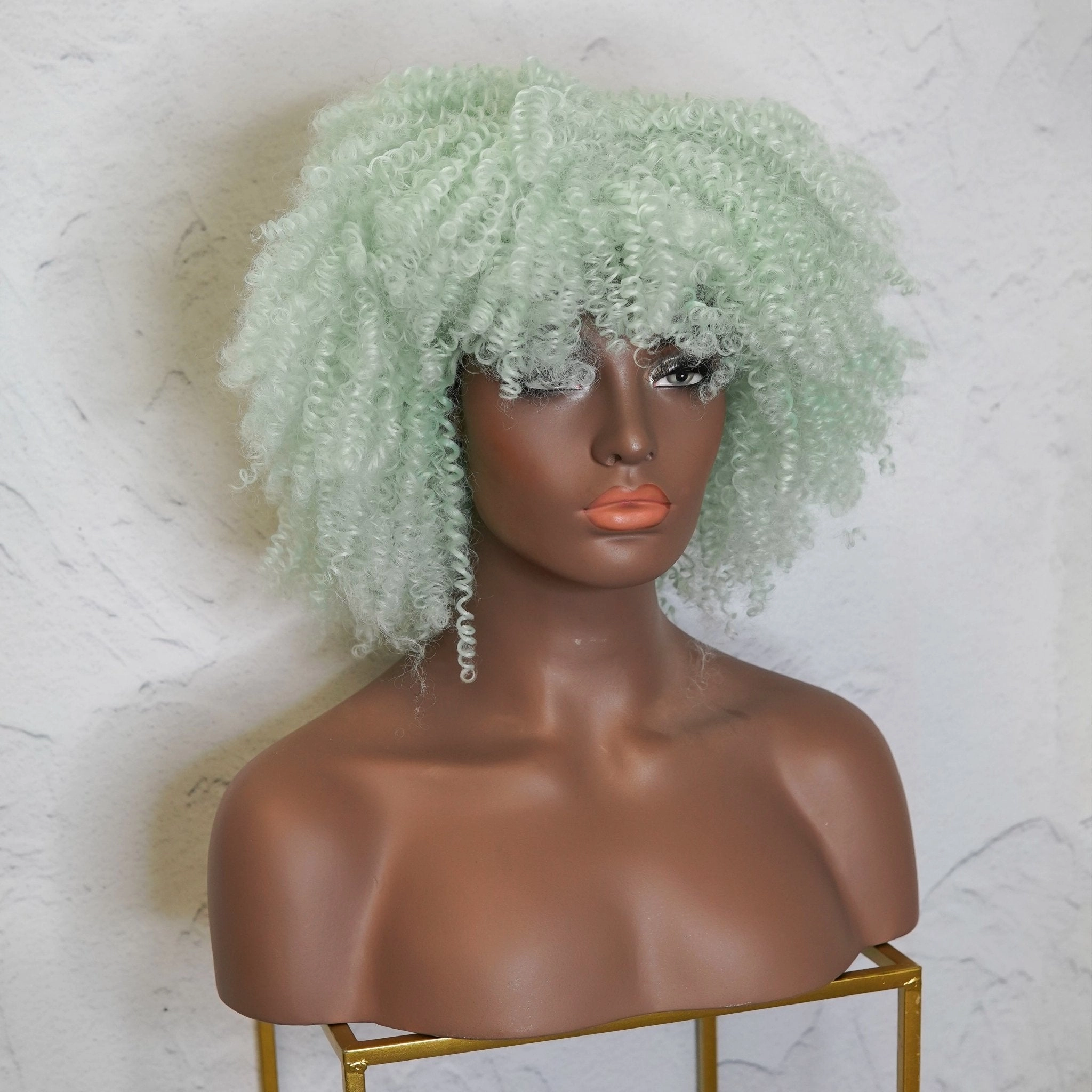 JAYDA Mint Blue Afro Curl Wig