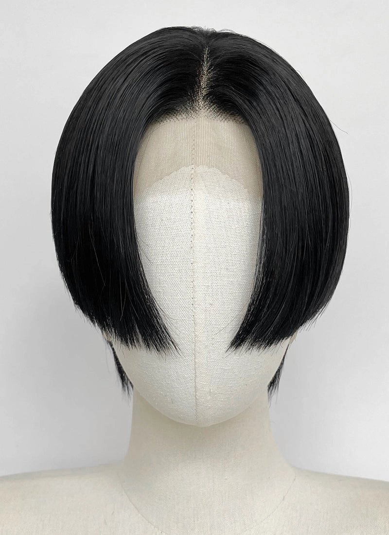 Jet Black Straight Lace Front Synthetic Wig LF8042