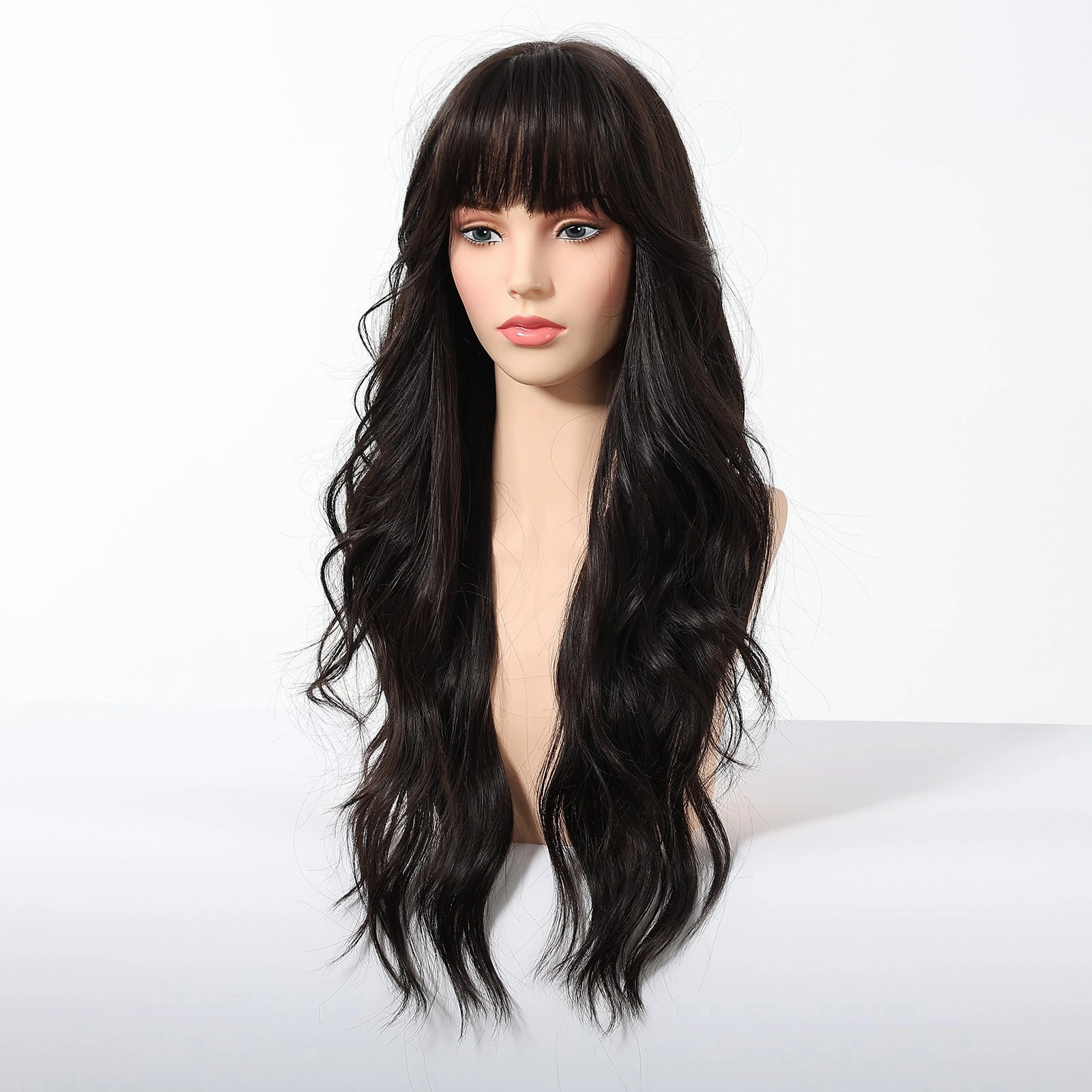 Jet Black Wavy with Full Fringe Wig - MARKETPLACE