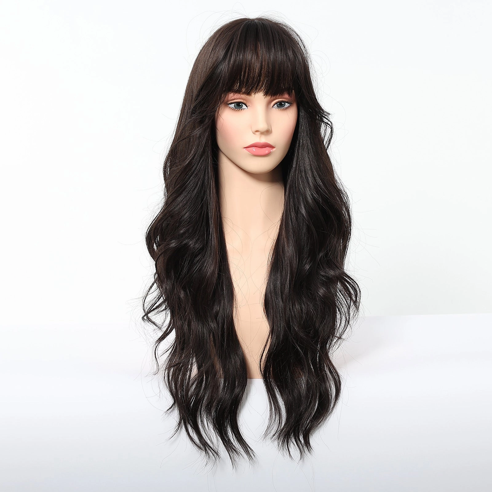 Jet Black Wavy with Full Fringe Wig - MARKETPLACE
