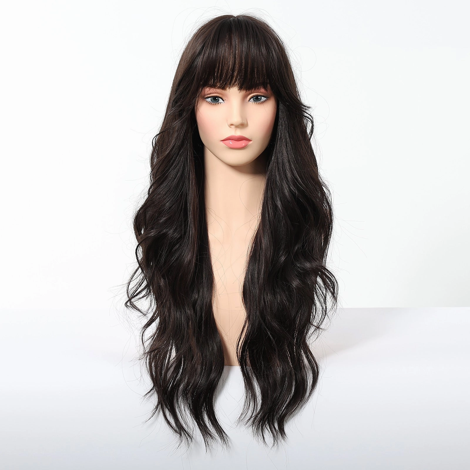 Jet Black Wavy with Full Fringe Wig - MARKETPLACE