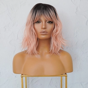 JORDAN Ombre Pink Bob Fringe Wig