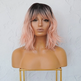 JORDAN Ombre Pink Bob Fringe Wig