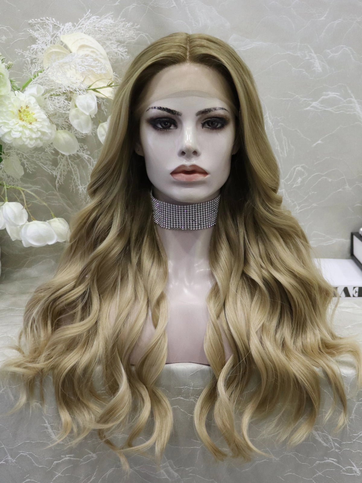 Kiki-24 inches Luxury ombre dark blonde body wave lace wigs
