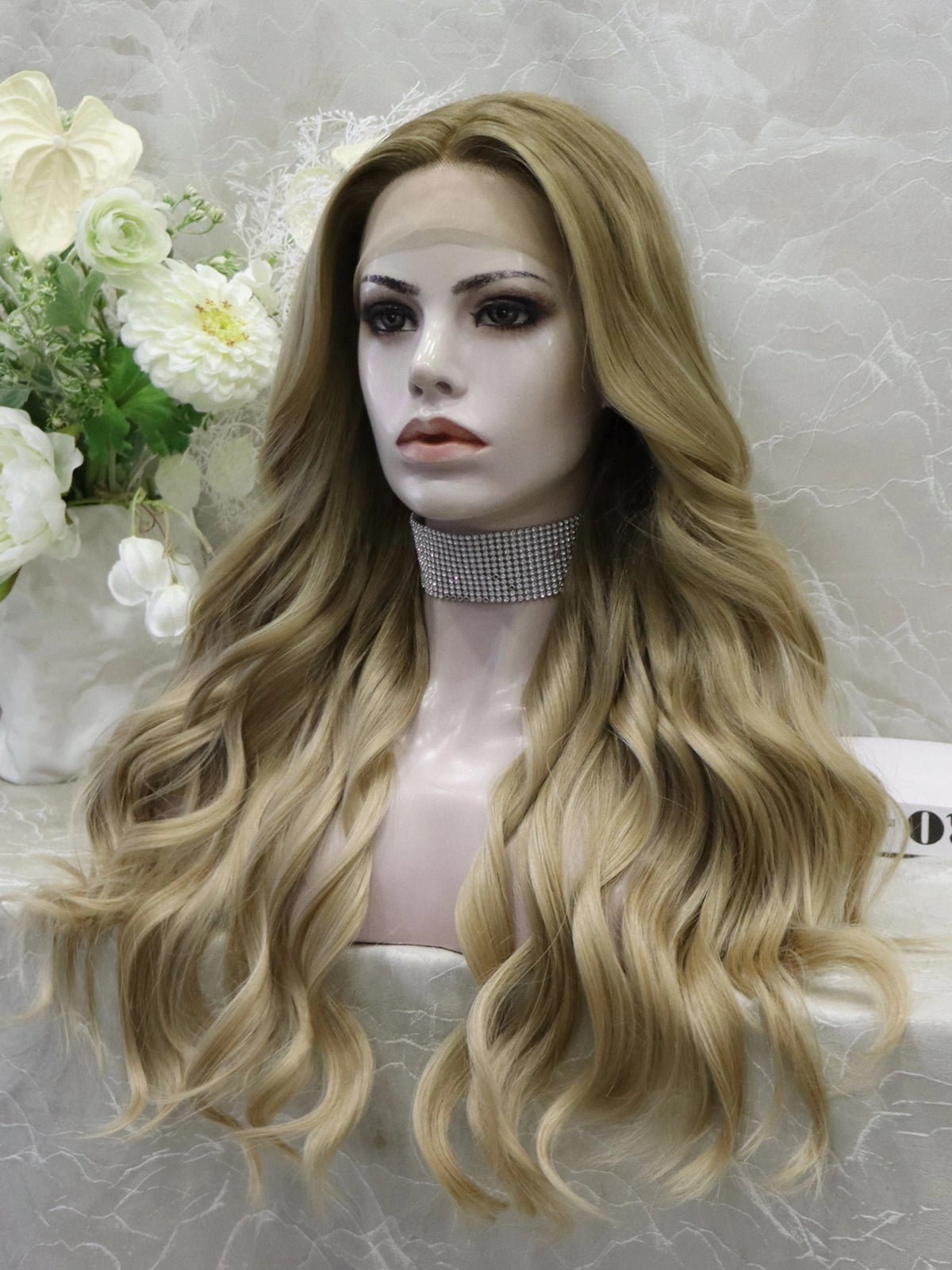 Kiki-24 inches Luxury ombre dark blonde body wave lace wigs