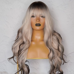 KINSLEY Blonde to Dark Brown Ombre Fringe Wig