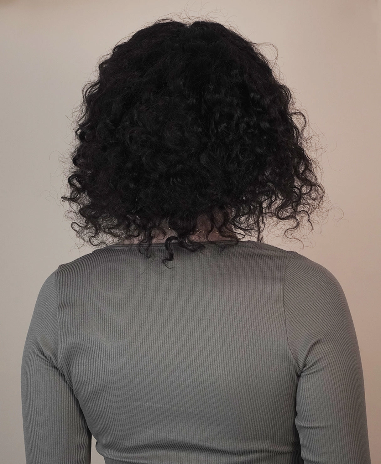lace front human wig - 10" 3A curly natural black.