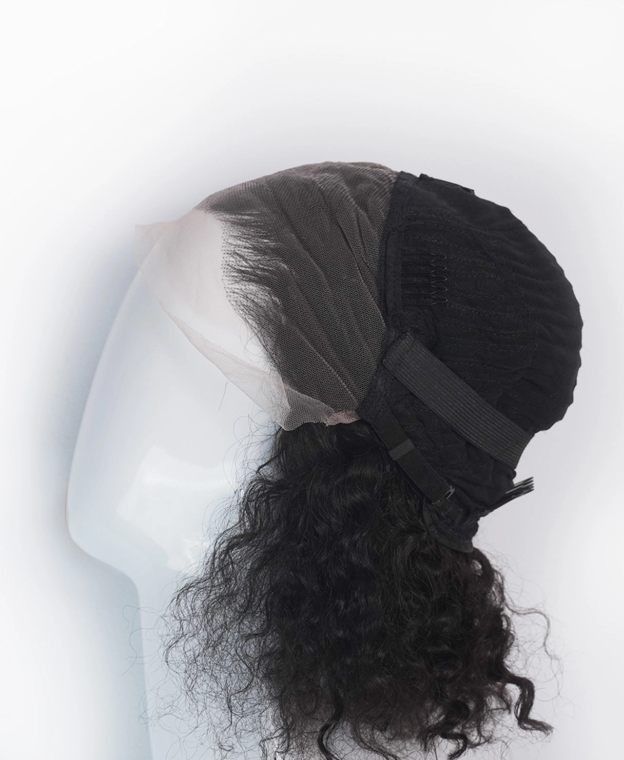 lace front human wig - 10" 3A curly natural black.