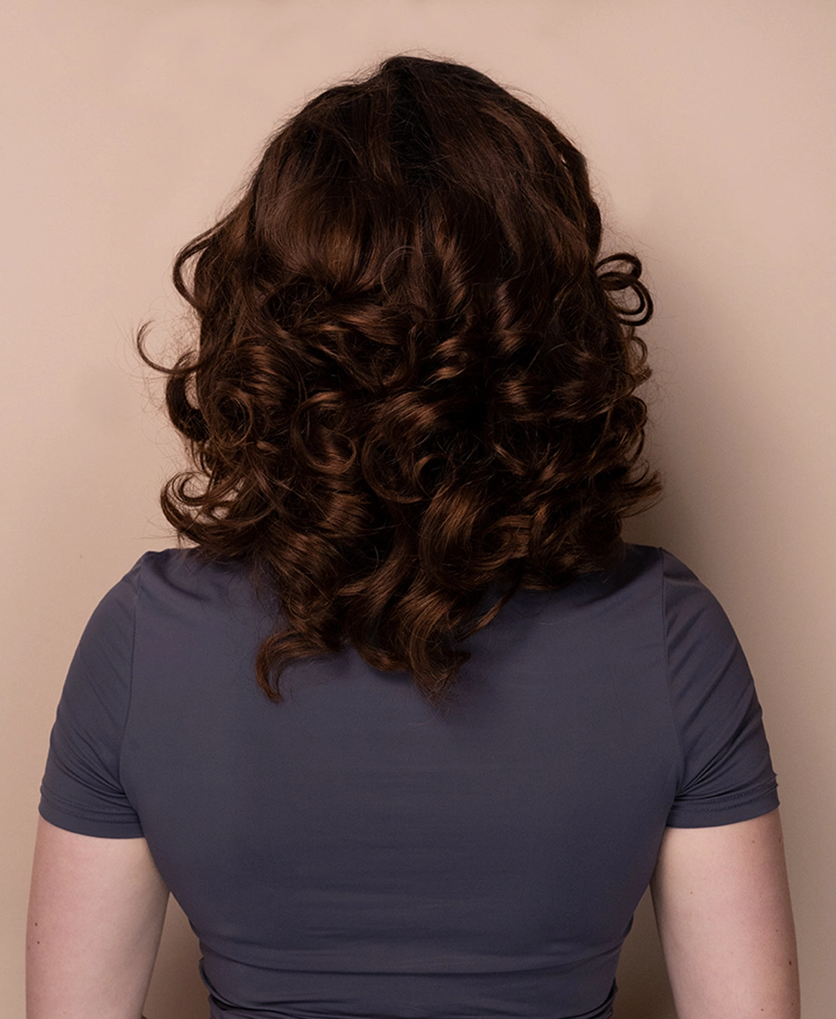 lace front human wig - 10" rooted brown bouncy curls.