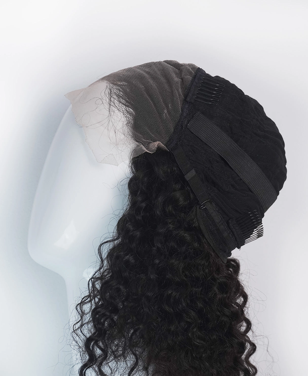 lace front human wig - 12" 3A curly natural black.