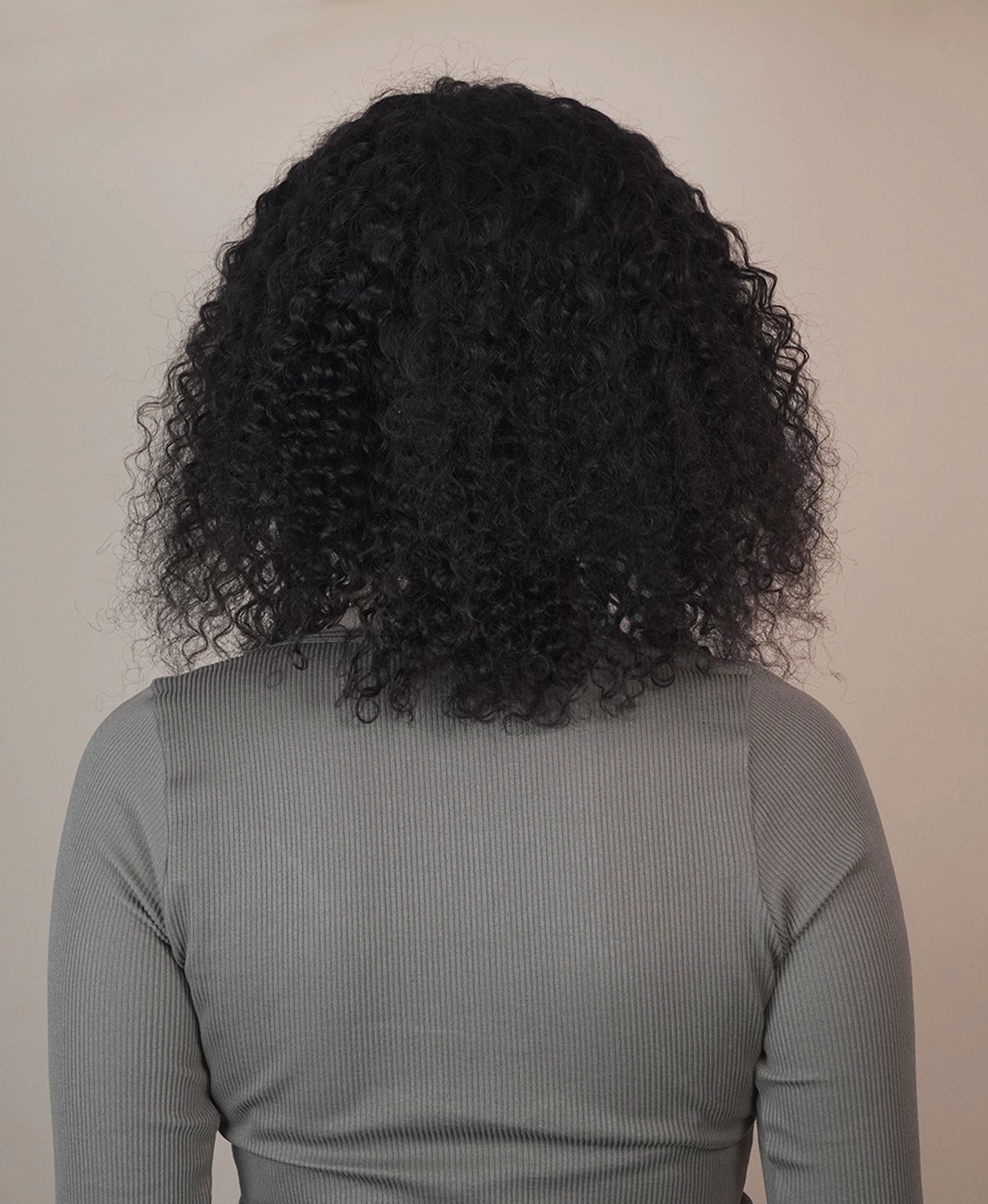 lace front human wig - 12" 3A curly natural black.