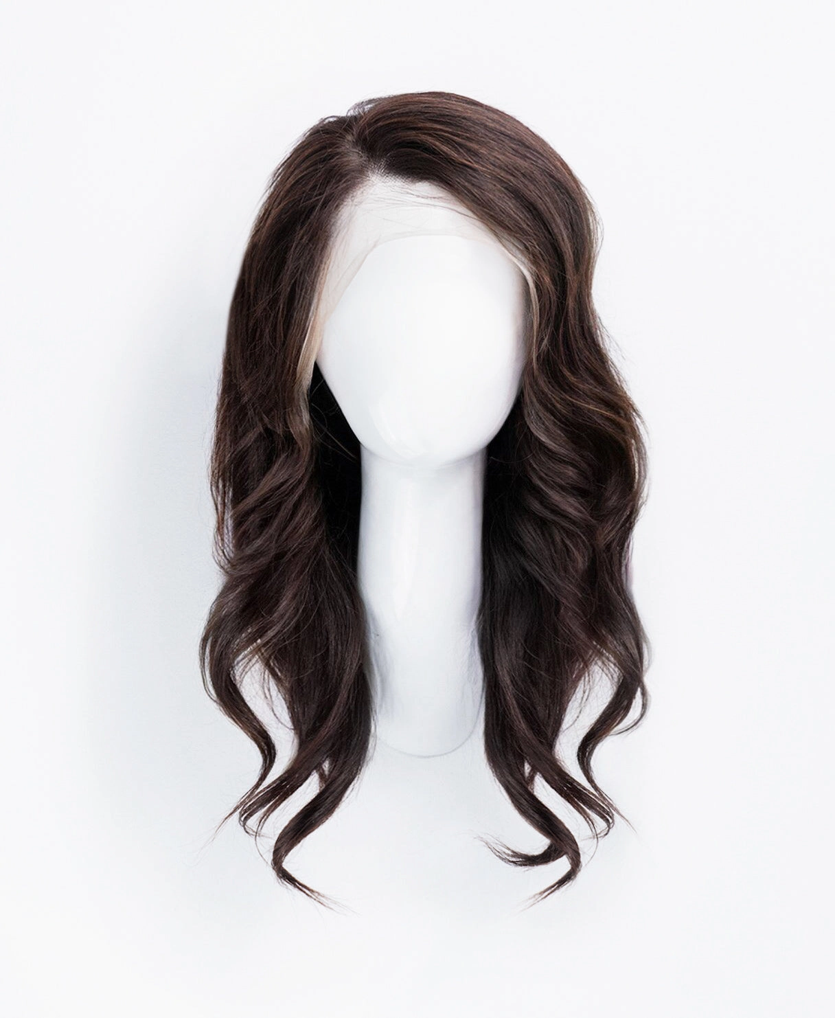 lace front human wig - 14" chocolate brown.