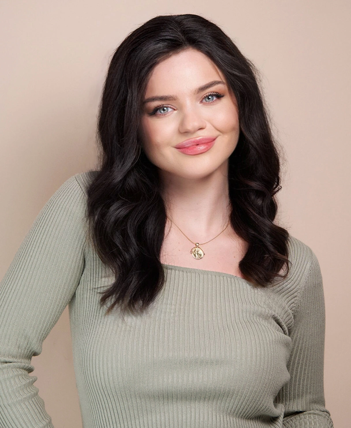 lace front human wig - 14" natural black.