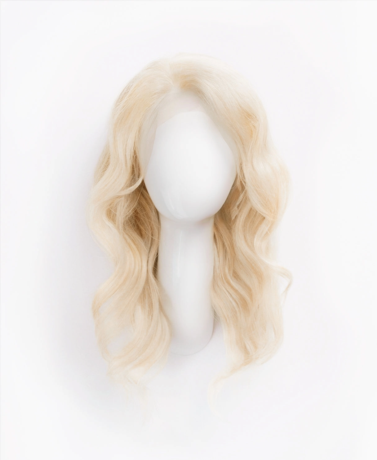 lace front human wig - 14" platinum blonde.